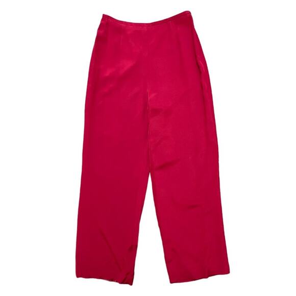 VTG TALBOTS Pure Silk High Rise Straight Leg Lined Pants in Red SZ 8 - Picture 1 of 9